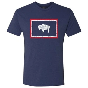 Wyoming Flag State Pride Hometown Triblend Mens T-Shirt - Vintage Navy - Picture 1 of 7
