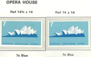 1973 Australian MNH Opera House 7c Pair 14 & 14-3/4 Perforation Variety Stamps - Picture 1 of 1