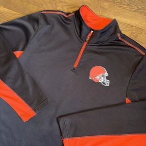 Cleveland Browns NFL Team Mens Large Pullover 1/4 Quarter Zip Fleece Helmet EUC - Picture 1 of 7