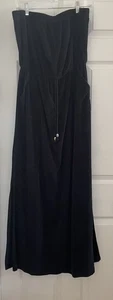 Vtg Calypso Women’s Terry Cloth Strapless Beach Dress Coverup Cotton Black Sz L - Picture 1 of 12