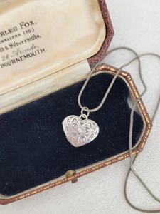 Vintage Diamond Sterling Silver Filigree Locket Pendant Necklace 18" - Picture 1 of 9