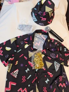 Retro 80s 90s Halloween Costume 7 PIECE Men’s Size LARGE Cosplay Outfit Mic - Picture 1 of 14