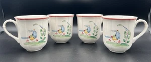 Villeroy & Boch Jardin d'Alsace Fleur Coffee Mugs with Bird Set of 4 Germany - Picture 1 of 13