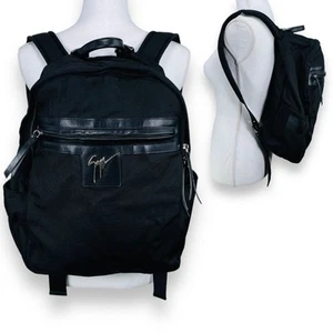Giuseppe Zanotti Randy Technical Black + Silver Leather + Canvas Bag Backpack - Picture 1 of 24