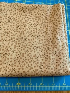 Andover Fabric, by Kim Schaefer, 1 And 1/2 Yards Tan Floral Print - Picture 1 of 2