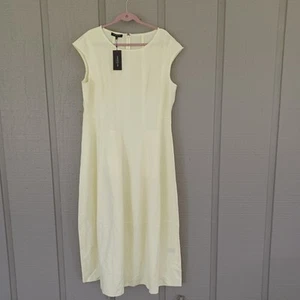 Lafayette 148 Cotton Linen Blend Dress Plus Size 18 Preppy Pockets In Lemon - Picture 1 of 17