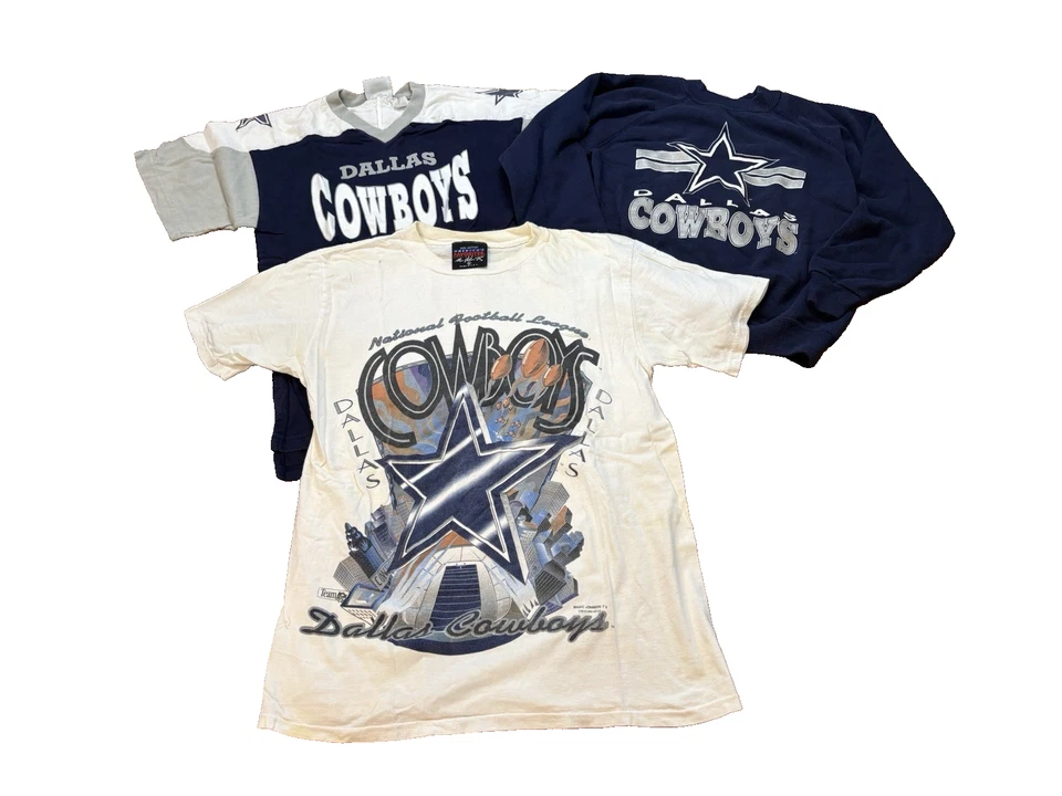 Lote de camisetas vintage de los 90 Dallas Cowboys NFL para niños grandes, jersey, camiseta 100 % algodón Foto 1 de 4