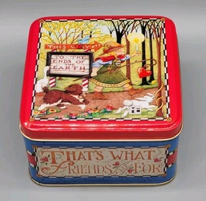 Vintage Mary Engelbreit Vorratsdose 4" quadratisch "That's What Friends Are For" Midwest - Bild 1 von 10