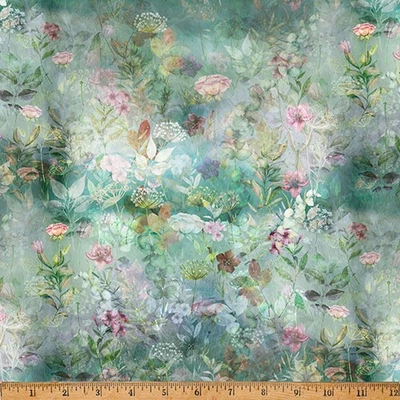 Quilting Patchwork Sewing Fabric Blush Garden Dusty Blue 50x55cm FQ - Image 1 of 3