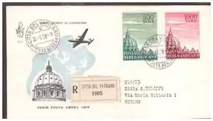 FDC Venetia Club Vatican 1958 - Mail Aerea Cupoloni Viaggiata Racc - Picture 1 of 1