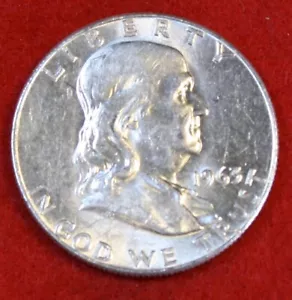 Moneda de medio dólar Franklin 1963-D 90 % plata circulada AU FH621 - Imagen 1 de 2
