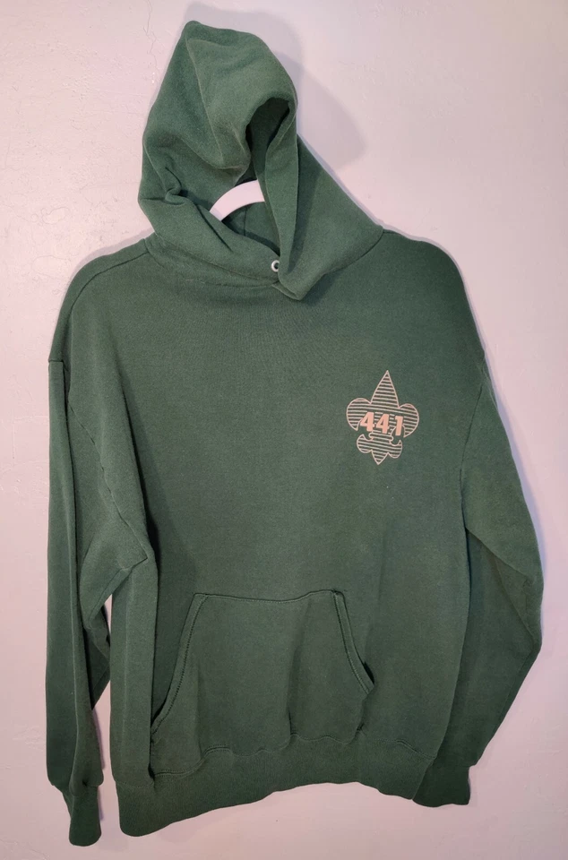 De Colección Jerzees Boy Scouts Troop 44 Grande Pullover Sudadera con Capucha Suéter Verde 50/50 Foto 1 de 4