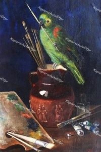 Kunstmaler Künstler London Maler Malplatte Pinsel Atelier Papagei parrot painter - Bild 1 von 1