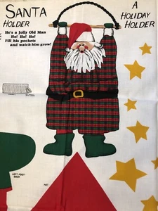 Tela DE COLECCIÓN NAVIDAD~SWINGIN' SANTA~TARJETA O REGALO~PANEL DE TELA DE ALGODÓN - Imagen 1 de 3