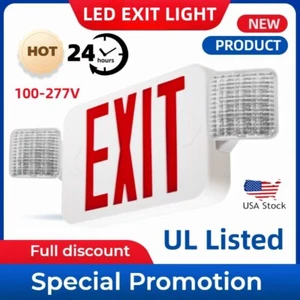 Rotes LED Ausgangsschild Notlicht Combo, AC 120/277V, ABS feuerfest - Bild 1 von 16