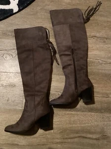 Andrew Geller Guava Over the Knee Brown Faux Suede Boots Sz 5 M - Picture 1 of 9