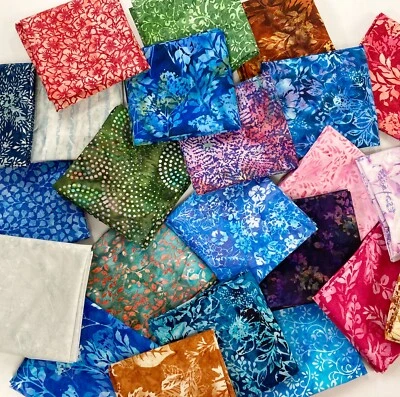 Batik Cotton Fabric Patchwork Quilting Multicoloured Hand Dyed Craft Fabric - Image 1 of 4