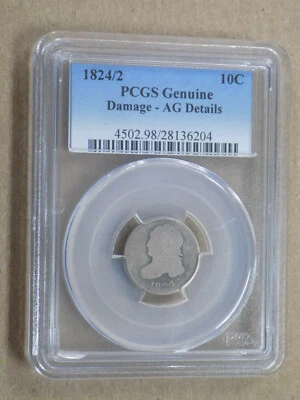 Moneda de diez centavos busto 1824/2 10C graduación profesional detalles ag genuinos Foto 1 de 4