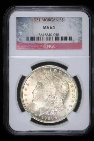 1921 P Morgan Silver Dollar NGC MS-64 Cover