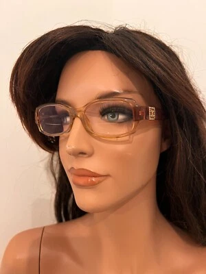 Authentic CHANEL Chrystal CC Logo Brown Gasses Frames & Case - Image 1 of 4