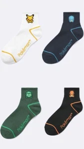 Gu Pokemon Character Socks for Men Set of 4 25-27cm black navy green white NM - Picture 1 of 5