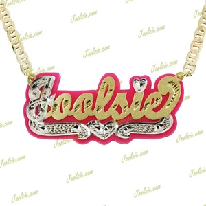 FONDO DE ÓNIX PERSONALIZADO CHAPADO EN ORO 14K CUALQUIER COLOR CUALQUIER NOMBRE/COLOR/CADENA - Imagen 1 de 5