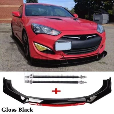For Scion tC FR-S Gloss Black&RED Front Bumper Lip Splitter Spoiler + Strut Rods Foto 1 de 4