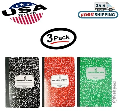 (3 Pack) Composition/Notebook Book, Wide Ruled Paper, 100 Sheets, 9-3/4"x7-1/2" - Image 1 of 4