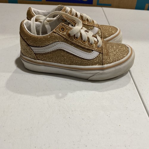 Sneakers Vans ""Off The Wall"" per ragazze taglia 11 5 glitter luce ambra scarpe basse in pizzo