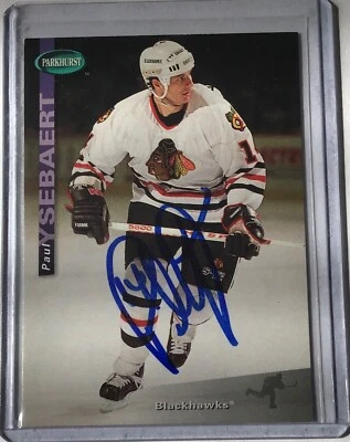 PAUL YSEBAERT CHICAGO BLACKHAWKS SIGNED PARKHURST 1994-95 CARD #48 AUTOGRAPH - Image 1 of 2