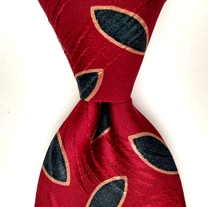 JOS. A. BANK Men's 100% Silk Tie Geometric Wine/Green/Gold EUC - Picture 1 of 3