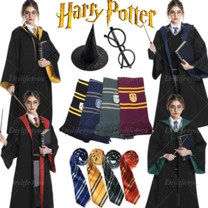 Harry Potter Gryffindor Ravenclaw Slytherin Robe Cloak Tie Scarf Wand Costume - Picture 1 of 45