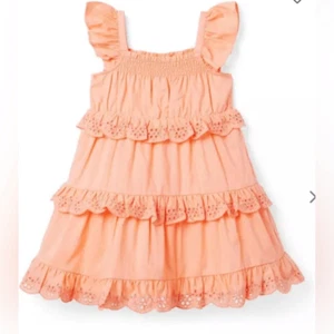 Nuevo con etiquetas Vestido Janie and Jack Niñas Naranja En Niveles Ojales Volantes Forrado - Talla 10 - Imagen 1 de 9