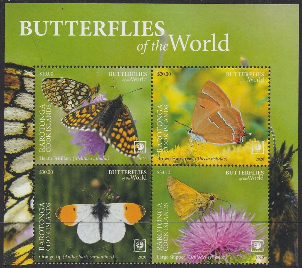 Rarotonga (2020) Butterflies of the World, Part II, Large Stamp - BK/4, Top - Image 1 of 1