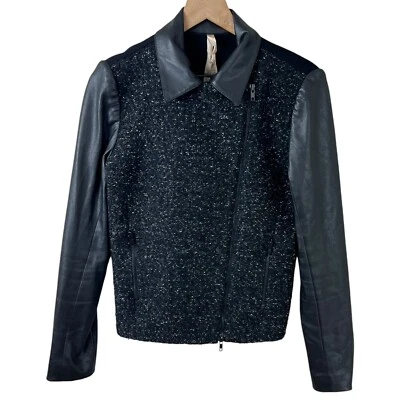 Chaqueta de moto Bailey 44 para mujer mediana mezcla de lana cremallera completa tweed imitación cuero Foto 1 de 4