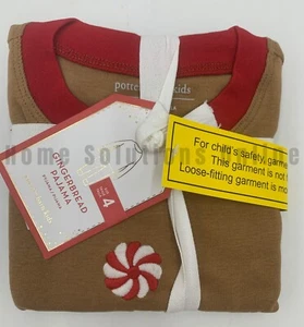 Pottery Barn Kids Heirloom Gingerbread Organic Cotton Pajama Set 2 Pcs 4 #H241L - Picture 1 of 4