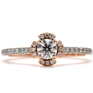 0.48Ct F-VS1 Lab Grown CVD Round Cut IGI Certified Diamond Ring 14k Gold - Picture 1 of 10