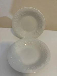 Gibson Housewares Embossed Fruit Design 8" White Soup Cereal Bowl Set of 2 - Picture 1 of 3