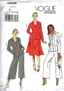 Vogue V9336 Misses Jacket, Pants and Skirt Size 14 to 22 Sewing Pattern - Picture 1 of 2