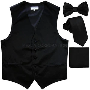 New men's formal tuxedo vest waistcoat_necktie, bowtie & hankie Black 5XL 6XL - Bild 1 von 5