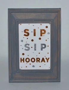 BATH & BODY WORKS LARGE SIP HOORAY GRAY PICTURE FRAME WALLFLOWER PLUG IN HOLDER - Picture 1 of 4