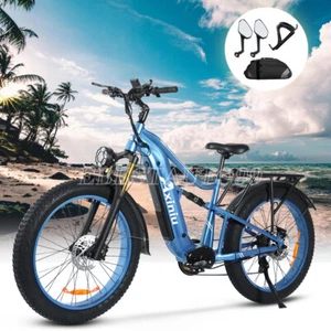 Blue 1800W E-Bike 26" FatTire 52V 30Ah Electric Bicycle Motor 35MPH Adult Ebike - Picture 1 of 10