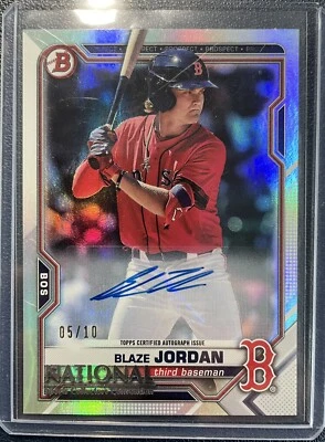 BLAZE JORDAN AUTO 2021 Bowman National Silver Pack Foil Autograph #/10 Rookie RC - Image 1 of 2
