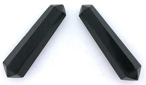 Two Natural 1 Inch Black Obsidian Double Terminated Point Crystal Gem ES6590 - Picture 1 of 1
