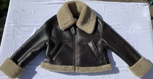 Womens Zara Faux Leather Short Jacket Small with Faux Fur Lining Brown Biker VGC - Picture 1 of 22