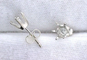 Par de pendientes redondos de plata esterlina reservados de 6 mm de montaje - Imagen 1 de 1
