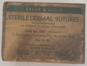 Vintage Bauer & Black Sterile Dermal Sutures in double glassine envelopes H-42 - Picture 1 of 10
