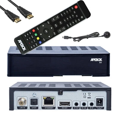 Receptor de satélite Apebox S2 Full HD DVB-S2 lector de tarjetas LAN H.265 2X USB2.0 negro