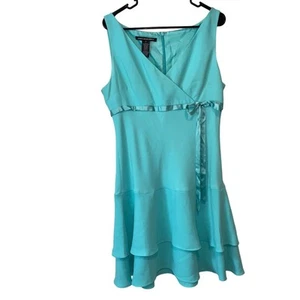 Jones Wear Womens Turquoise Sleeveless Dress Size 14 Tiered - Picture 1 of 6