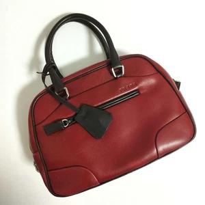 PRADA Handbag Mini Boston Bowling Bag Archive Red Leather Vintage Purse from JPN - Picture 1 of 15